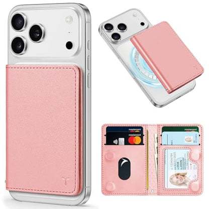 TUCCH Magnetic Wallet for Magsafe iPhone, 6 Card Holders, Rose Gold | for iPhone 17/17e/16/15/14/13/12 Pro/Pro Max/Plus, RFID Blocking, Clear ID Window, PU Leather - color: Rose Gold