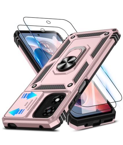 ATUMP for Moto G-Play-2024 Case with Camera Lens Cover & HD Screen Protector(2 Pcs), [10FT Military Grade Drop Protection] Magnetic Ring Holder Protective Cover for Motorola G Play 2024 4G, Rose Gold - color: Rose Gold, size: Moto G Play 4G 2024 - 6.5 Inc