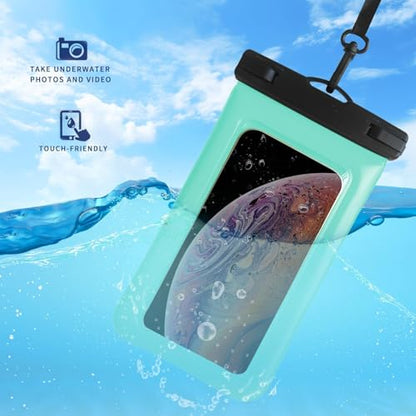 Floatable Soap Bubble Waterproof Phone Pouch/Case with Crossbody Lanyard for iPhone 17 series 16 Pro Max/15 Pro/14/13/12, IP68 Cellphone Dry Bag Beach Cruise Ship Essentials, 1 Pack-Green-7″ - color: D1-Green