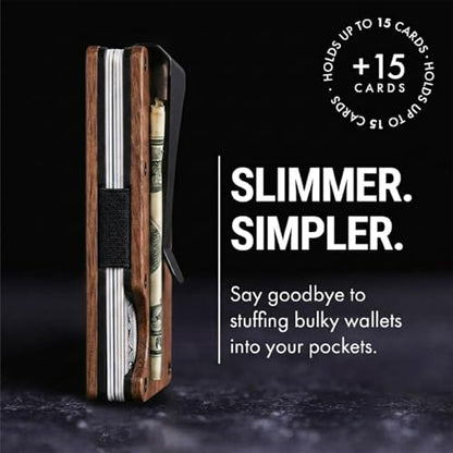 Mountain Voyage Co Minimalist Wallet for Men - Slim RFID, Scratch Resistant, Natural Walnut Wood Credit Card Holder & Money Clip, Easily Removable Money & Cards, Mens Wallets - color: Walnut Wood