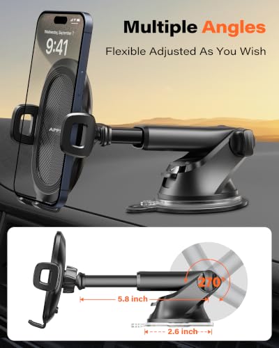 APPS2Car Car Phone Holder Military-Grade Suction Cup Dashboard Windshield - color: Black_Non-Adjustable Feet