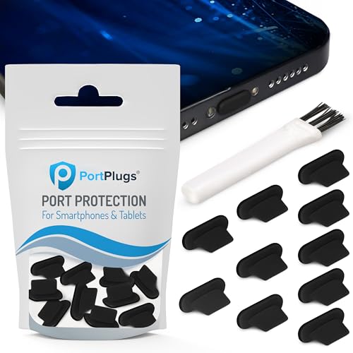 Lightning Dust Plugs 10 Pack,Low Profile Design with Cleaning Brush, Black - color: Black