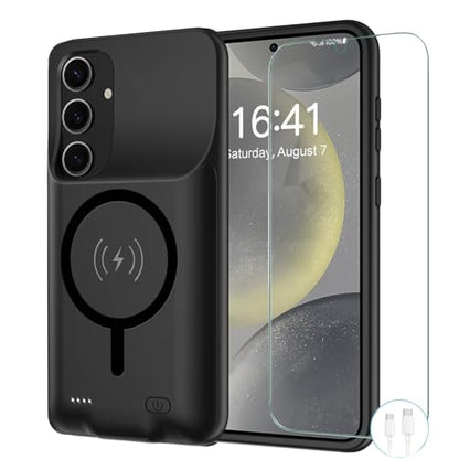 Battery Case for Galaxy S24, [10000mAh] Slim Rechargeable Smart Extended Charging Case Compatible with Galaxy S24(6.2 inch) Backup Power Battery Pack Charger Cover-Black - size: Galaxy S24