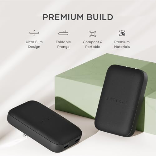 Satechi OntheGo 67W GaN Wall Charger, PD 3.0 + PPS, Dual USB-C Ports, Black - color: Black