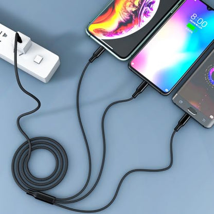 6ft USB C Multi Charging Cable - USB C Splitter 1 in 3 Out Fast Charging Cord, 3 in 1 Multi usb-c Charger Cable Compatible for iPhone 16/15/17/iPad/Samsung Galaxy/Google Pixel/Motorola/Phones/Tablets