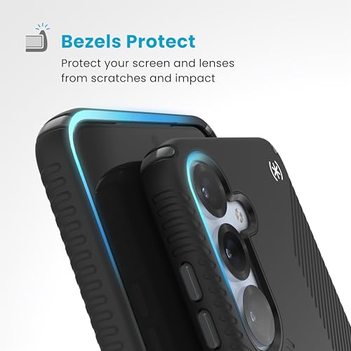 Speck Samsung Galaxy S25 Plus Case - 13-Foot Drop Protection, No-Slip Grips - Samsung S25 Plus Case - Raised Bezel and Enhanced Buttons - Presidio 2 Grip - Black/Slate Grey (Pack of 1) - color: Black, size: Galaxy S25+