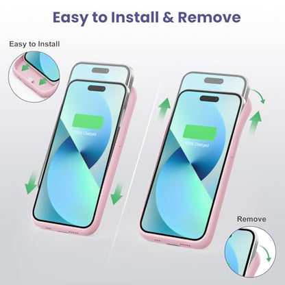 Battery Charging Case for iPhone 12Pro Max/13Pro Max/14Pro Max/14Plus (6.7 Inch), Powerful 8600mAh Portable Rechargeable Charger Case for iPhone 14ProMax/14Plus/13Promax/12Promax Battery Case-Pink - color: Pink