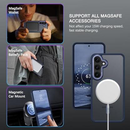 BENTOBEN Magnetic for Samsung Galaxy S24 Plus Case [Compatible with Magsafe] Translucent Matte Slim Thin Shockproof Anti-Yellow Women Men Protective Phone Cover for Galaxy S24 Plus 6.7", Navy Blue - color: Navy Blue