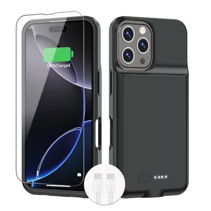 BOPPS Battery Case for iPhone 16 Pro Max 【2026 New】 Ultra-Slim 8500mAh Portable Portable Protective Charger Case Support Carplay Compatible with iPhone 16 Pro Max Charging case,Black
