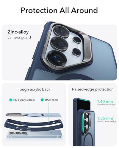ESR for Samsung Galaxy S26 Ultra Phone Case with Stash Stand, Compatible with MagSafe, Military-Grade Protection, Magnetic Case for, Scratch-Resistant Back Cover, Frosted Navy Blue - color: Frosted Navy Blue