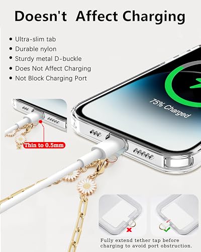 Lostars Metal Phone Chain Wrist Strap with Charm for Women - color: Gold-strawberry-b