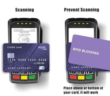 RFID Blocking Card - 3 Pack, Contactless NFC Credit Card ID Protection Safe Bank Card Passport Entire Wallet Purse Shield Protector Blocker Guard (Pack of 3, Purple) - color: Purple/3 cards