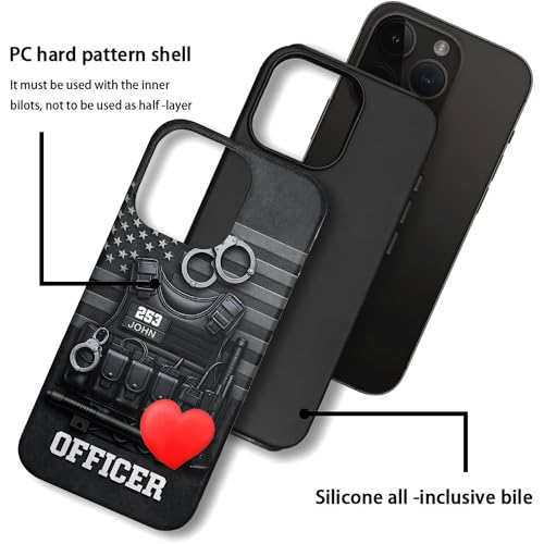 Personalized Police Clear Phone Case Custom Name, Firefighter Protective Case Compatible with Phone Devices, Law Enforcement Gift for Men Dad Husband (#3)