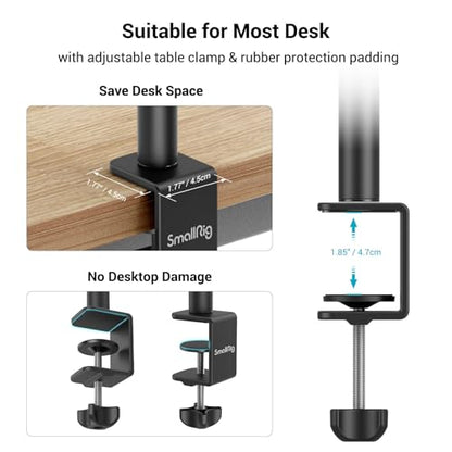 SMALLRIG Camera Mount C Stand, 15"-35" Adjustable Desk Clamp Table Tripod