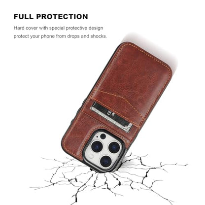 KIHUWEY for iPhone 16 Pro Wallet Case Card Holder for MagSafe, Brown | Wireless Charging, RFID, Flip PU Leather, Magnetic Clasp, Kickstand, Heavy Duty Protective Cover - color: Magsafe for Brown