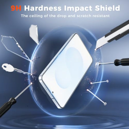 Fotbor [3+3 Pack Anti Blue Light Screen Protector for Samsung Galaxy S25 with 3 Pack Camera Lens Protector, [Alignment Frame] 9H Hardness, Easy Install, Ultrasonic Fingerprint Compatible - size: Samsung Galaxy S25 - 6.2 inch