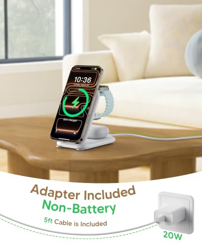 Mukiya PaktVault Traveling Fast Wireless Charging Station for iPhone Duo - color: White