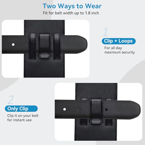 nuoku Phone Holster for Men Belt with Card Holder for iPhone Air 17/16/15/14/13/12/11 Pro Max, Cell Phone Belt Holder for Men Compatible with Samsung Galaxy S25, S24, S23 A54 A53 A52 (Black) - color: Black