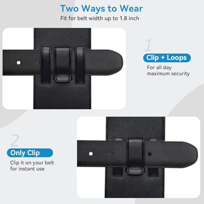 nuoku Phone Holster for Men Belt with Card Holder for iPhone Air 17/16/15/14/13/12/11 Pro Max, Cell Phone Belt Holder for Men Compatible with Samsung Galaxy S25, S24, S23 A54 A53 A52 (Black) - color: Black