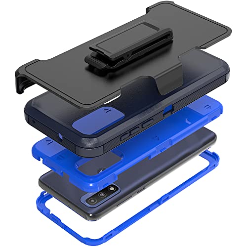 Compatible with Motorola G Pure/Moto G Power 2022 Case, Heavy Duty Rugged Shockproof Full Body Protection Kickstand Case with Belt Clip Holster for Motorola G Pure 6.5 inch Phone (Blue) - color: Blue