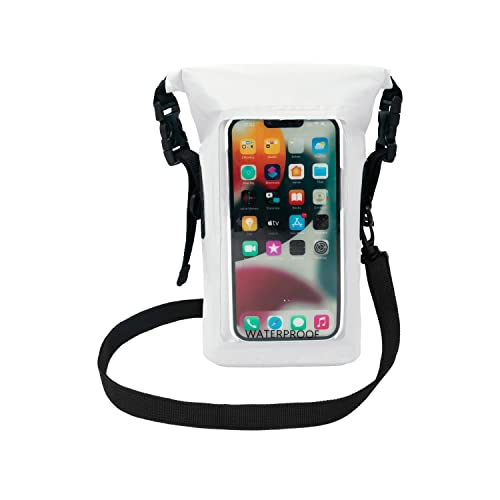 geckobrands Waterproof Phone Tote with 2L Dry Bag and Adjustable Strap – Protect Your Phone and Valuables While on The Go White - color: White