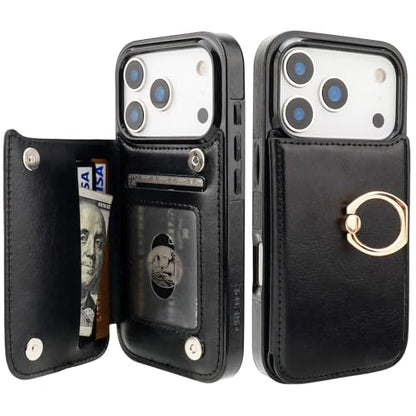 ONETOP for iPhone 18/17 Pro Wallet Case with Credit Card Holder,Black - color: Black