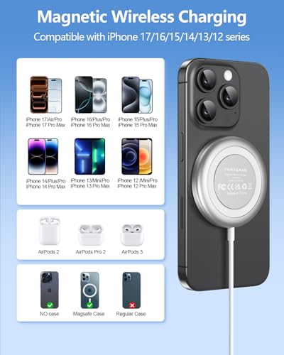 NANAMI Magnetic Wireless Charger Pad with 20W PD Adapter for iPhone - color: White