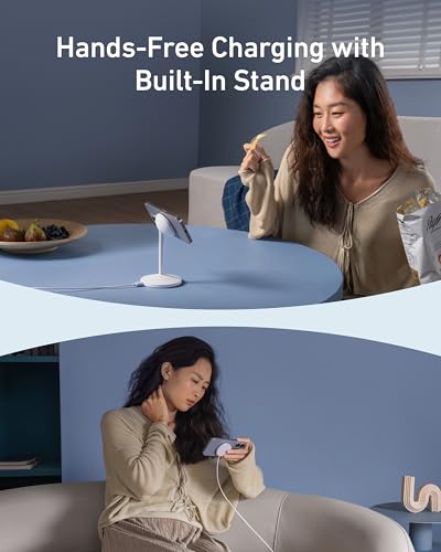 Anker MagSafe Charger, MagGo Qi2 15W 360-Degree Wireless Charger Stand - color: White