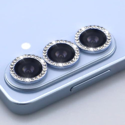 for Samsung Galaxy S26 / S26 Plus Camera Lens Protector, Bling Diamond Metal Ring Tempered Glass Lens Cover, Sparkly Rhinestone Accessories (Sky Blue) - color: Sky Blue
