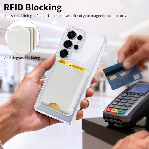 Magnetic Wallet for Samsung Galaxy S26 S25 S24 Series, Fold 8 Ultra with Magsafe Case, for iPhone 17-12 Series, RFID Blocking Leather Magnetic Card Holder | Holds 3 Cards | White - color: White
