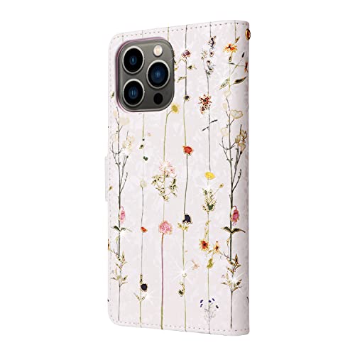 UEEBAI Wallet Case for iPhone 14 Pro, PU Leather Phone Cover Kickstand RFID Blocking Flip Case Card Slots Wrist Strap Relief Engraved Pattern Magnetic Closure Flower Folio Wallet, Vine - color: Vine, size: iPhone 14 Pro