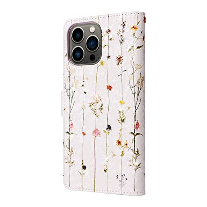 UEEBAI Wallet Case for iPhone 14 Pro, PU Leather Phone Cover Kickstand RFID Blocking Flip Case Card Slots Wrist Strap Relief Engraved Pattern Magnetic Closure Flower Folio Wallet, Vine - color: Vine, size: iPhone 14 Pro