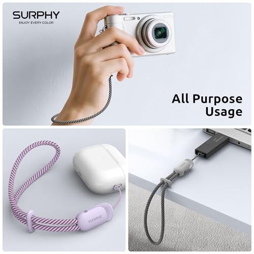 SURPHY 3 Pack Phone Wrist Strap, Phone Lanyard with Cellphone Tether Tab - color: Black & Lilac & Gray