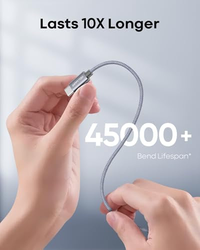 20Ft Extra Long USB-C Cable - Fast Charging, Nylon Braided - Compatible with iPhone 16 Pro Max, Samsung Galaxy, iPad Pro, MacBook, Switch Laptop and More - Gray - color: Grey, size: 20Ft