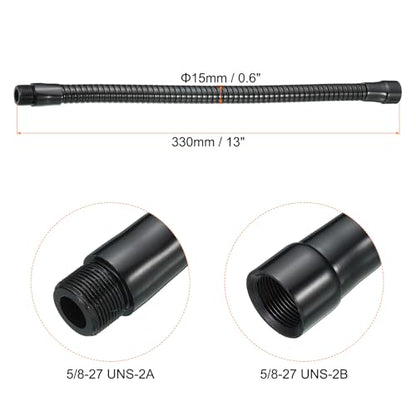 PATIKIL 13" Microphone Gooseneck, 5/8"-27 Thread Metal Universal Hose Flexible Arm Gooseneck Tube Extension for Multifunction DIY, Black - color: Black, size: 13"
