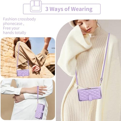 Argyle Wallet Case for iPhone XR 6.1 with Wrist Strap Shoulder Strap Card Slot Zipper Purse PU Leather Stand Phone Cover for iPhoneXR iPhone10R i Phonex 10XR 10R RX CR iPhoneXRcases Purple | Wrist/Shoulder Strap, Card Slot, PU Leather Stand, Phone Cover,