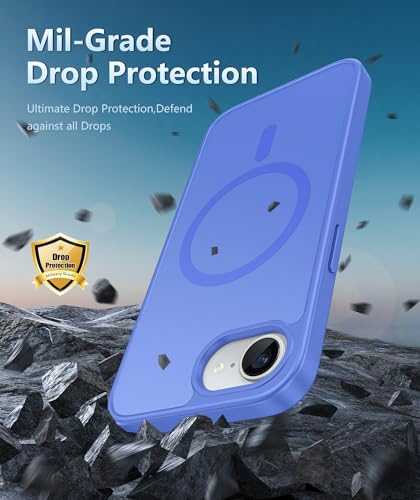 FNTCASE for iPhone 17e/16e Case Silicone Magnetic | Compatible with MagSafe, Screen Protector, Matte Textured, Military Grade Drop Protection Slim Rugged Shockproof Phone Cover - color: Ultramarine
