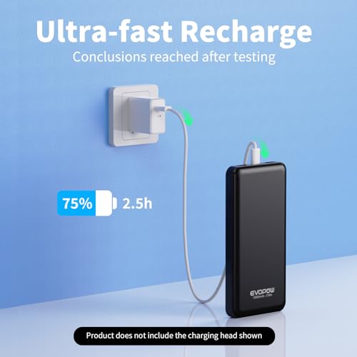 2 Pack Portable Charger, 10000mAh Power Bank, Travel Battery Pack - color: a-Black&White