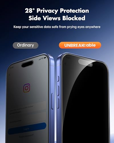 UNBREAKcable Privacy Screen Protector for iPhone 16, 2-Pack - size: iPhone 16