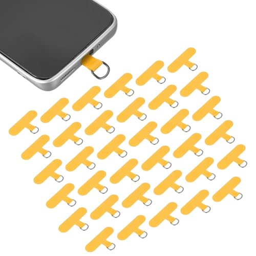 uxcell 36pcs Phone Tether Tab, Universal Phone Lanyard Patch T Shape Cell Phones Strap Replacement Part for Most Smartphone Cases, Yellow - color: Yellow