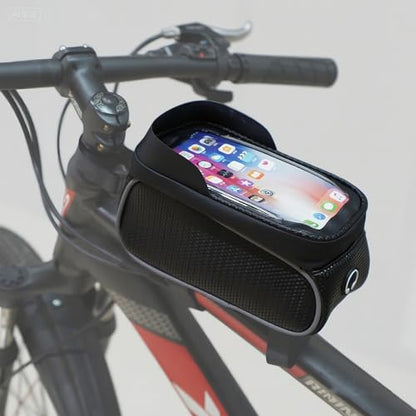 Waterproof Bike Phone Bag – Touchscreen Frame Bag for Phones up to 7 Inches, Reflective Strips, Earphone Hole, Easy Install for Cyclists Who Demand Performance