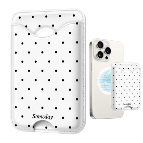 Polka Dots Magnetic Wallet Compatible with Magsafe Wallets for iPhone 17/16/15/14/13/12 Series Pro Max Plus Cute Phone Magnet Card Holder Fit 3 Cards for Women Girl Lether Mag Safe White - color: Polka Dots (White)