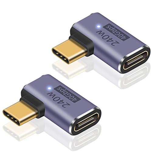 Poyiccot USB C Right Angle Adapter PD 240W for Thunderbolt 4/3, Right Angle 90 Degree USB C Male to Female Extender USB 4.0 L Shape Connector with 8K@60Hz Video for iPad, MacBook, 2-Pack - size: usb c adapter male to female 90 degree L shape