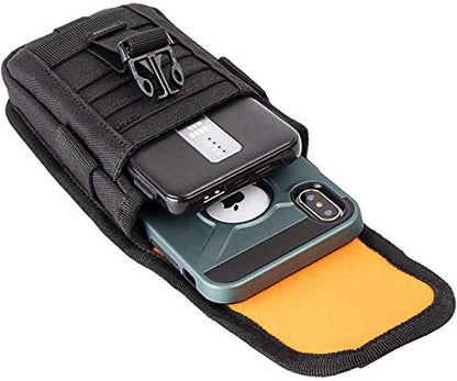 Tactical Phone Holster Pouch Case, Molle Gadget Bag Molle Attachment Belt Holder Waist Bag for 4.7"-6.9" with US Flag Patch for iPhone 18 Pro Max/17 Pro/16 Pro/15 Pro - color: Tan