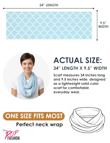 Pop Fashion Quatrefoil Pattern Infinity Scarf for Women - Travel Scarf with Hidden Pocket - All Seasons - color: Light Blue, size: 24.5 x 9.5