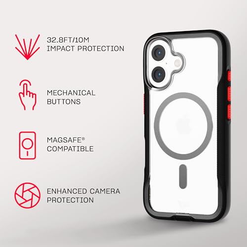 Tech21 EvoPro for iPhone 16 - Compatible with MagSafe - Impact Protection Case 21x Military Standard Tested - in Clear/Black - color: Clear/Black, size: iPhone 16