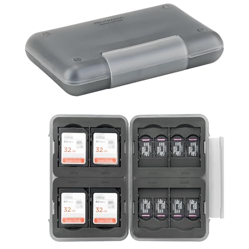 PROfezzion Memory Card Case Holder for 16 Micro SD Memory & 8 SD/SDXC/SDHC - color: Grey - 24 Slots