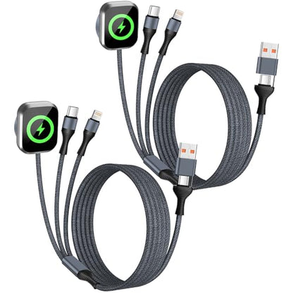 Travel Essentials 3in2 Multi Charging Cable for iPhone Watch Charger,2PC5FT - color: Dark Gray&Black, size: AC to C+L+iWatch