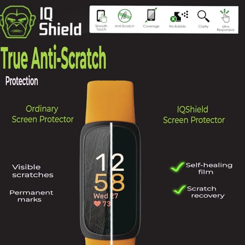 IQShield 6 Pack Screen Protector for Fitbit Inspire 3, Easy Install, Ultra Thin, Anti Scratch, Anti-Bubble, Clear TPU Film - size: 0.7 INCH