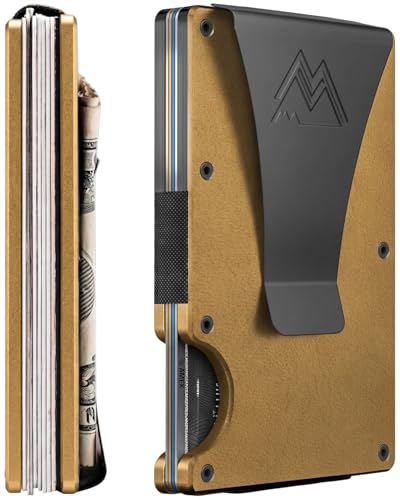 Mountain Voyage Minimalist Wallet for Men - Slim RFID Wallet, Scratch Resistant, Credit Card Holder & Money Clip, Easily Removable Money & Cards (Khaki Leather) - color: Khaki Leather